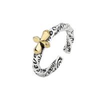 925 Sterling Silver Finger Rings, platinum color plated, Adjustable & with letter pattern & for woman, Sold By PC