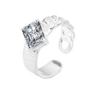Cubic Zirconia Micro Pave 925 Sterling Silver Rings, platinum color plated, Adjustable & micro pave cubic zirconia & for woman, more colors for choice, Sold By PC