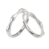 Couple Finger Rings, 925 Sterling Silver, platinum color plated, Adjustable & micro pave cubic zirconia & for woman, Sold By PC