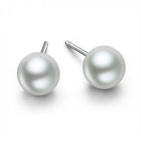 South Sea Shell Earring, 925 Sterling Silver, with Shell Pearl, platinum color plated, for woman, 8mm, Sold By Pair