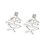 925 Sterling Silver Stud Earrings, platinum color plated, for woman, 10.90x13.10mm, Sold By Pair
