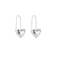 925 Sterling Silver Stud Earrings, Heart, platinum color plated, for woman, 20mm, Sold By Pair