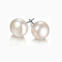 Freshwater Pearl Earrings, 925 Sterling Silver, with Freshwater Pearl, 18K gold plated, different size for choice & for woman, white, Sold By Pair