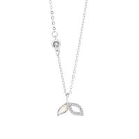 Cubic Zircon Micro Pave 925 Sterling Silver Necklace, with White Shell, Mermaid tail, plated, micro pave cubic zirconia & for woman & enamel & hollow, more colors for choice, Length:Approx 15.35 Inch, Sold By PC