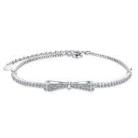 Cubic Zirconia Micro Pave Brass Bracelet, with 1.38inch extender chain, platinum plated, fashion jewelry & micro pave cubic zirconia & for woman, nickel, lead & cadmium free, Length:Approx 6.3 Inch, Sold By PC