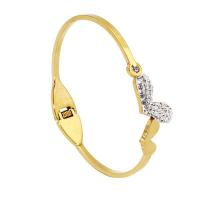 Titanium Steel Bangle, 18K gold plated, fashion jewelry & for woman & with rhinestone, golden, Inner Diameter:Approx 50mm, Sold By PC