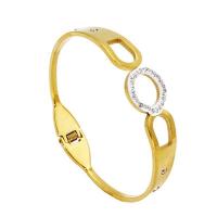 Titanium Steel Bracelet & Bangle, 18K gold plated, fashion jewelry & for woman & with rhinestone, golden, Inner Diameter:Approx 60mm, Sold By PC
