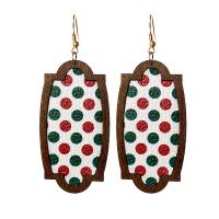 Earring Jewelry PU Leather with Wood & Brass fashion jewelry & for woman 85mm Sold By Bag