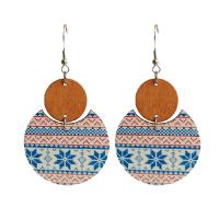 Wood Earring, with Iron, fashion jewelry & for woman, more colors for choice, 60mm, 2Pairs/Bag, Sold By Bag