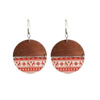 Wood Earring with Iron fashion jewelry & for woman 62mm Sold By Bag