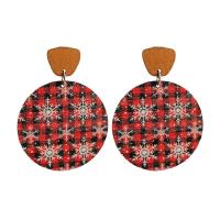 Boucles d'oreille en bois, avec fer, bijoux de mode & pour femme, plus de couleurs à choisir, 60mm, 2pairescouple/sac, Vendu par sac