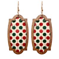 Earring Jewelry, PU Leather, with Wood & Brass, fashion jewelry & for woman, more colors for choice, 85mm, 2Pairs/Bag, Sold By Bag