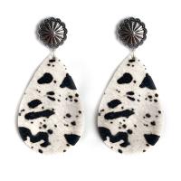 Earring Jewelry Cowhide with Zinc Alloy fashion jewelry & for woman 80mm Sold By Bag