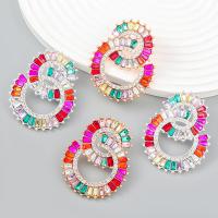 Rhinestone náušnice, Zinek, módní šperky & pro ženy & s drahokamu, více barev na výběr, 52x43mm, Prodáno By Pair