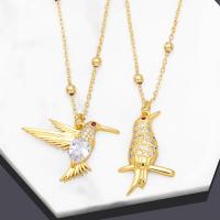 Cubic Zircon Micro Pave Brass Necklace, with 5 extender chain, Bird, 18K gold plated, different styles for choice & micro pave cubic zirconia & for woman, 30x18mm, Length:45 cm, Sold By PC
