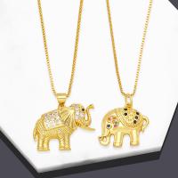 Cubic Zircon Micro Pave Brass Necklace with 5 extender chain Elephant 18K gold plated micro pave cubic zirconia & for woman Length 45 cm Sold By PC