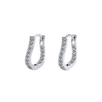 Rhinestone Earring, Brass, platinum color plated, fashion jewelry & for woman & with rhinestone, nickel, lead & cadmium free, 14mm, Sold By Pair