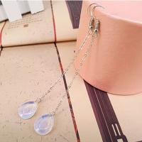 Zinc Alloy Drop Earrings with Moonstone Teardrop platinum color plated for woman white nickel lead & cadmium free Sold By Pair