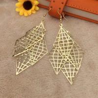 Zinc Alloy Drop Earrings Rhombus plated for woman & hollow nickel lead & cadmium free 100mm Sold By Pair