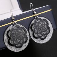 Zinc Alloy Drop Earrings Flat Round plated for woman & frosted nickel lead & cadmium free Sold By Pair