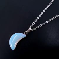 Fashion Necklace Jewelry Moonstone with Iron Moon platinum color plated Unisex white nickel lead & cadmium free Length Approx 42 cm Sold By PC