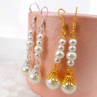 Tibetan Style Drop Earrings, with Plastic Pearl, Round, plated, for woman, more colors for choice, nickel, lead & cadmium free, 53mm, Sold By Pair