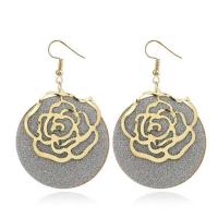 Tibetan Style Drop Earrings, Flat Round, plated, for woman & frosted, more colors for choice, nickel, lead & cadmium free, 40x40mm, Sold By Pair