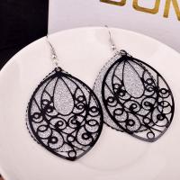 Zinc Alloy Drop Earrings Teardrop plated for woman & frosted nickel lead & cadmium free 45mm Sold By Pair