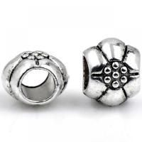 Tibetan Style European Beads, Flower, silver color plated, DIY, nickel, lead & cadmium free, 7.50x8mm, Approx 100PCs/Bag, Sold By Bag