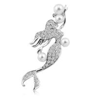 Rhinestone Brooch Zinc Alloy with Plastic Pearl Mermaid fashion jewelry & for woman & with rhinestone nickel lead & cadmium free Sold By PC