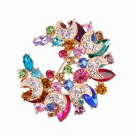 Rhinestone Brooch, Tibetan Style, with Acrylic, gold color plated, fashion jewelry & for woman & with rhinestone, more colors for choice, nickel, lead & cadmium free, 40x62mm, Sold By PC