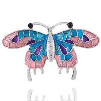 Enamel Brooch Zinc Alloy Butterfly platinum color plated fashion jewelry & for woman nickel lead & cadmium free Sold By PC