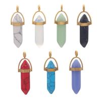 Gemstone Pendants Jewelry 304 Stainless Steel with Gemstone Vacuum Ion Plating golden Sold By PC