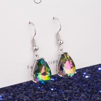 Cubic Zircon (CZ) Drop Earring Brass with Cubic Zirconia Teardrop platinum color plated fashion jewelry & for woman multi-colored nickel lead & cadmium free Sold By Pair