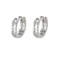 Brass Huggie Hoop Earring Donut platinum color plated fashion jewelry & with roman number & for woman platinum color nickel lead & cadmium free Sold By Pair