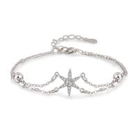 Cubic Zirconia Micro Pave Brass Bracelet, with 4cm extender chain, Hexagram, platinum color plated, fashion jewelry & adjustable & micro pave cubic zirconia & for woman, platinum color, nickel, lead & cadmium free, Length:Approx 16.5 cm, Sold By PC
