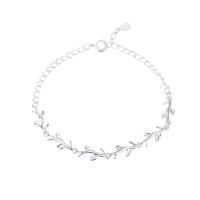 Brass Bracelet & Bangle with 5.5cm extender chain Leaf silver color plated fashion jewelry & adjustable & for woman silver color nickel lead & cadmium free Length Approx 15 cm Sold By PC