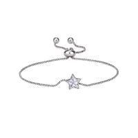 Brass Bracelet & Bangle, Star, platinum color plated, fashion jewelry & adjustable & for woman & with rhinestone, platinum color, nickel, lead & cadmium free, Length:Approx 23 cm, Sold By PC