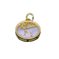 Brass Jewelry Pendants, with Shell, die-casting, enamel, gold, 16x19mm, 10PCs/Bag, Sold By Bag