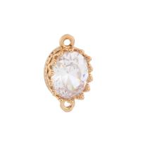 Brass Jewelry Connector gold color plated with cubic zirconia white Sold By Bag