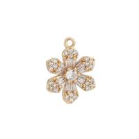 Cubic Zirconia Micro Pave Brass Pendant, Flower, gold color plated, with cubic zirconia, more colors for choice, 15x18mm, 10PCs/Bag, Sold By Bag