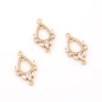 Cubic Zirconia Micro Pave Brass Connector, gold color plated, with cubic zirconia, gold, 14x21mm, 10PCs/Bag, Sold By Bag
