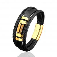 Leather Cord Bracelet with 304 Stainless Steel handmade multilayer & Unisex 210mm Sold By PC