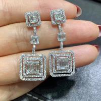 Cubic Zirconia Micro Pave Brass Earring, Geometrical Pattern, platinum plated, micro pave cubic zirconia & for woman, nickel, lead & cadmium free, 15mm, Sold By Pair