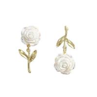 Asymmetric Earrings Zinc Alloy Rose gold color plated for woman white Sold By Pair