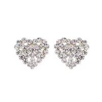 Rhinestone Earring Zinc Alloy Heart gold color plated for woman & with rhinestone Sold By Pair