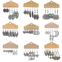 Tibetan Style Drop Earrings, antique silver color plated, Bohemian style & different styles for choice & for woman & enamel, 3.8-8cm, 5Sets/Lot, Sold By Lot