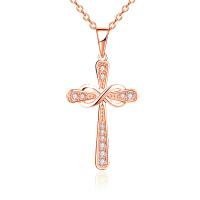 Zinc Alloy Jewelry Necklace with 1.97inch extender chain Cross plated fashion jewelry & micro pave cubic zirconia & for woman nickel lead & cadmium free Length Approx 17.72 Inch Sold By PC