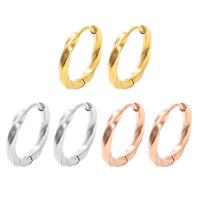 Stainless Steel Huggie Hoop Earring, 304 Stainless Steel, Vacuum Ion Plating, fashion jewelry & for woman, more colors for choice, 2.50x12x17mm, 100Pairs/Bag, Sold By Bag