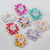 Rhinestone Earring, Tibetan Style, plated, fashion jewelry & for woman & with rhinestone, more colors for choice, 57x68mm, Sold By Pair